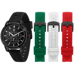 Maserati, Accessoires, Heren, Veelkleurig, ONE Size, Successo Chronograaf Siliconen Armband Horloge