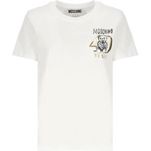 Moschino, Tops, Dames, Wit, S, Katoen, Wit Teddy Bear Print T-shirt