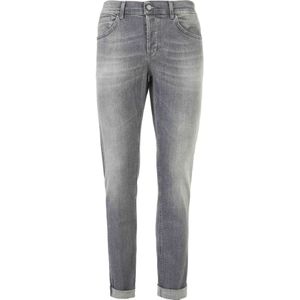 Dondup, Jeans, Heren, Grijs, W32, Katoen, Grijze Skinny Jeans met Metalen Logo