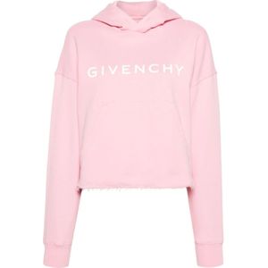 Givenchy, Sweatshirts & Hoodies, Dames, Roze, M, Katoen, Flamingo Pink Hoodie met Logo