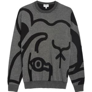 Kenzo, Heren Sweatshirt met Abstracte Tijgerprint Grijs, Heren, Maat:S