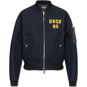 Dsquared2, Jassen, Heren, Blauw, L, Wol, Jas met logo