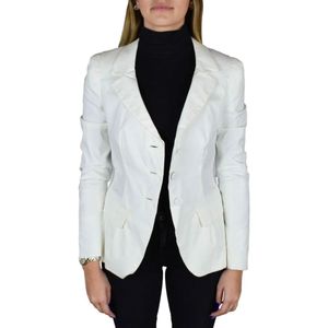 Prada, Witte sportjas met unieke gegolfde kraag en riem Wit, Dames, Maat:M