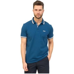 Hugo Boss, Blauwe Regular Fit Polo met Contrastdetails en Logo Blauw, Heren, Maat:2XL
