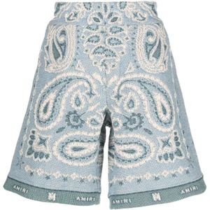 Amiri, Korte broeken, Heren, Blauw, L, Katoen, Paisley-Geboorde Shorts