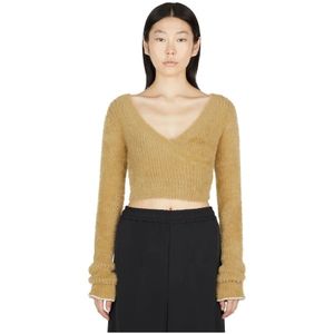 MM6 Maison Margiela, Truien, Dames, Beige, M, Katoen, Experimentele Fluffy Sweater