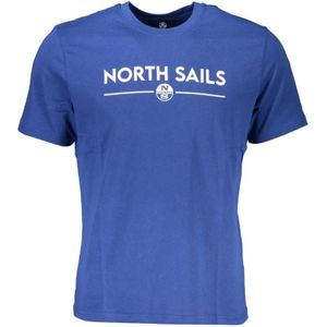 North Sails, Tops, Heren, Blauw, S, Katoen, Blauw Katoen Logo Print T-shirt