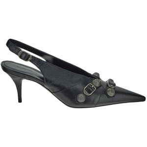 Balenciaga, Schoenen, Dames, Zwart, 40 EU, Leer, Zwarte Leren Studded Slingback Pump