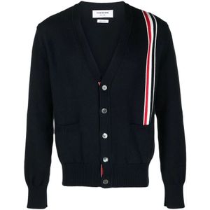 Thom Browne, Truien, Heren, Blauw, M, Katoen, Marineblauw Katoenen Vest Trui