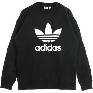 Adidas, Sweatshirts & Hoodies, Dames, Zwart, XL, Lichtgewicht Crewneck Sweatshirt Zwart/Wit