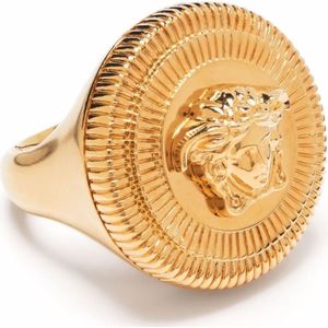 Versace, Accessoires, Dames, Geel, S, Medusa Biggie Gouden Messing Ring
