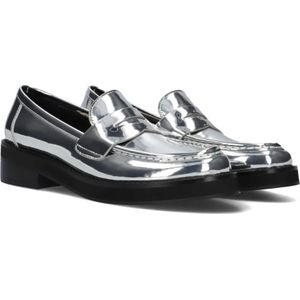 Bibi Lou, Schoenen, Dames, Grijs, 36 EU, Leer, Zilveren Leren Penny Loafers