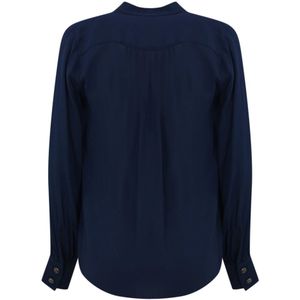 Elisabetta Franchi, Blouses & Shirts, Dames, Blauw, 2Xl, Blauw Gestreept Overhemd Lange Mouw V-Hals