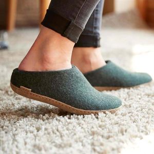 Glerups, Schoenen, Heren, Groen, 41 EU, Wol, Groene Wollen Slof