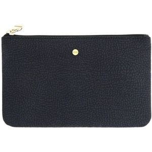 Borbonese, Tassen, Dames, Zwart, ONE Size, Donkere Envelop Clutch Tas