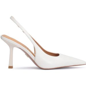 Kazar, Schoenen, Dames, Wit, 36 EU, Leer, Off white pumps op een slanke stiletto met een vierkante hak