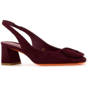 Santoni, Schoenen, Dames, Rood, 39 EU, Suède, Bourgondische suède pumps 5,5 cm hak