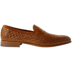 Scarosso, Vintage Cognac Intrecciato Penny Loafers Bruin, Heren, Maat:40 EU