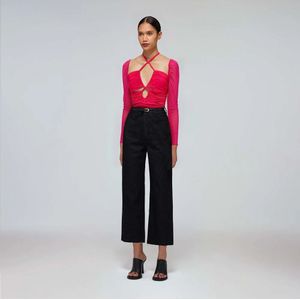 Self Portrait, Blouses & Shirts, Dames, Roze, S, Edgy Halter Neck Cut Out Top