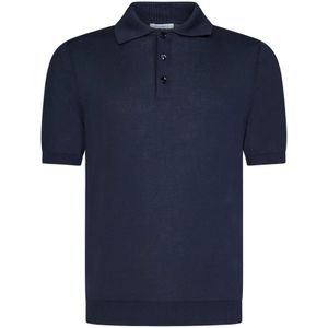 Malo, Tops, Heren, Blauw, S, Katoen, Blauwe T-shirt en Polo met Franse Kraag