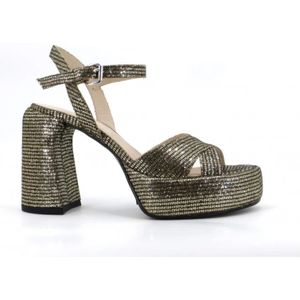 Elena Iachi, Glitter Leren Hoge Hak Sandalen - Maat 40 Zwart, Dames, Maat:40 EU