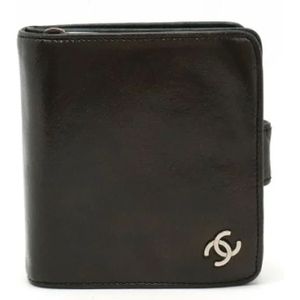 Chanel Vintage, Pre-owned, Dames, Zwart, ONE Size, Leer, Tweedehands leren portemonnees