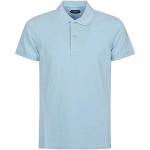 Tom Ford, Pale Sky Tennis Polo Shirt Blauw, Heren, Maat:M