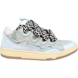 Lanvin, Schoenen, Heren, Blauw, 41 EU, Leer, Lichtblauwe Leren Skate Sneakers