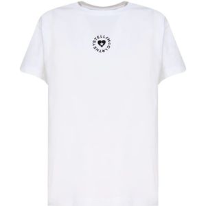 Stella McCartney, Tops, Dames, Wit, S, Katoen, Biologisch Katoenen Witte T-shirts en Polos