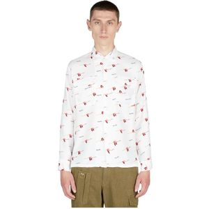 Human Made, Overhemden, Heren, Wit, XL, Rayon, Flamingo Print Overhemd