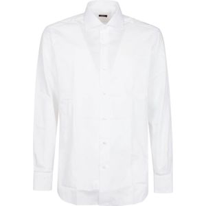 Barba Napoli, Overhemden, Heren, Wit, L, Katoen, Klassieke Witte Hals Shirt