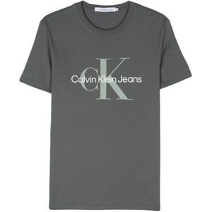 Calvin Klein Jeans, Tops, Heren, Grijs, XL, Grijze T-shirts en Polos