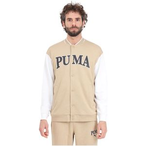 Puma, Jassen, Heren, Beige, XS, Katoen, Retro Stijl Beige College Jack