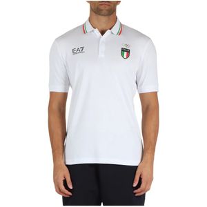 Emporio Armani Ea7, Tops, Heren, Wit, S, Katoen, Katoen Modal Italië Team Olympische Spelen