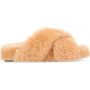 Jil Sander, Shearling Slippers in Pasteloranje Oranje, Dames, Maat:38 EU