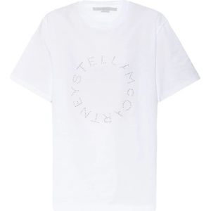 Stella McCartney, Tops, Dames, Wit, S, Katoen, T-shirt met logo