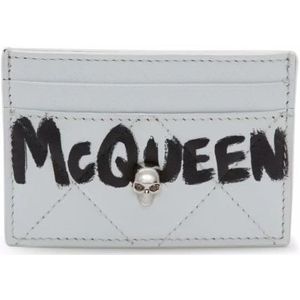 Alexander McQueen, Accessoires, Dames, Wit, ONE Size, Leer, Gewatteerde Logo Kaarthouder