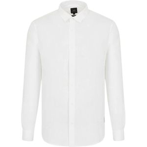 Armani Exchange, Overhemden, Heren, Wit, M, Linnen, Casual Shirts