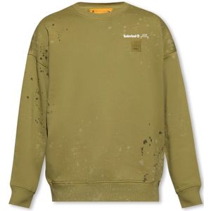 A-Cold-Wall, Sweatshirts & Hoodies, Heren, Groen, L, Katoen, Groene Crewneck Sweatshirt met Verfspatten
