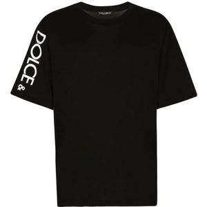 Dolce & Gabbana, Tops, Heren, Zwart, M, Katoen, Sicily DG Logo T-Shirt