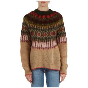 Maliparmi, Truien, Dames, Beige, S, Winter Geborsteld Mohair Sweater