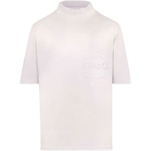 Maison Margiela, Paarse Logo Print T-shirt Paars, Heren, Maat:XS