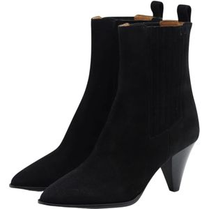 Isabel Marant, Schoenen, Dames, Zwart, 40 EU, Leer, Zwarte Leren Slip-On Laarzen met Puntige Neus