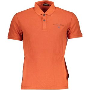 Napapijri, Tops, Heren, Oranje, XL, Katoen, Oranje Polo Shirt Stijlvol Print Borduurwerk