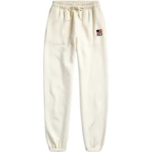 Ralph Lauren, Broeken, Dames, Wit, M, Witte Joggingbroek met Amerikaanse Vlag Logo