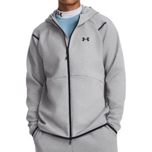 Under Armour, Grijze Sweaters met Unstoppable Fleece Rits en Capuchon Grijs, Heren, Maat:M