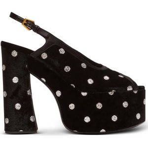 Balmain, Schoenen, Dames, Veelkleurig, 38 EU, Pailletten, Cam sandalen van fluweel met polka dots