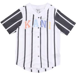 Karl Kani, Overhemden, Heren, Veelkleurig, XS, Gestreept blok baseball shirt met knopen