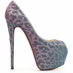 Christian Louboutin Pre-owned, Pre-owned, Dames, Blauw, 38 EU, Tweed, Pre-owned Fabric heels