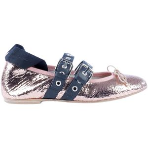 Paris Texas, Metallic Leren Ballerina met Strik Detail Roze, Dames, Maat:37 1/2 EU